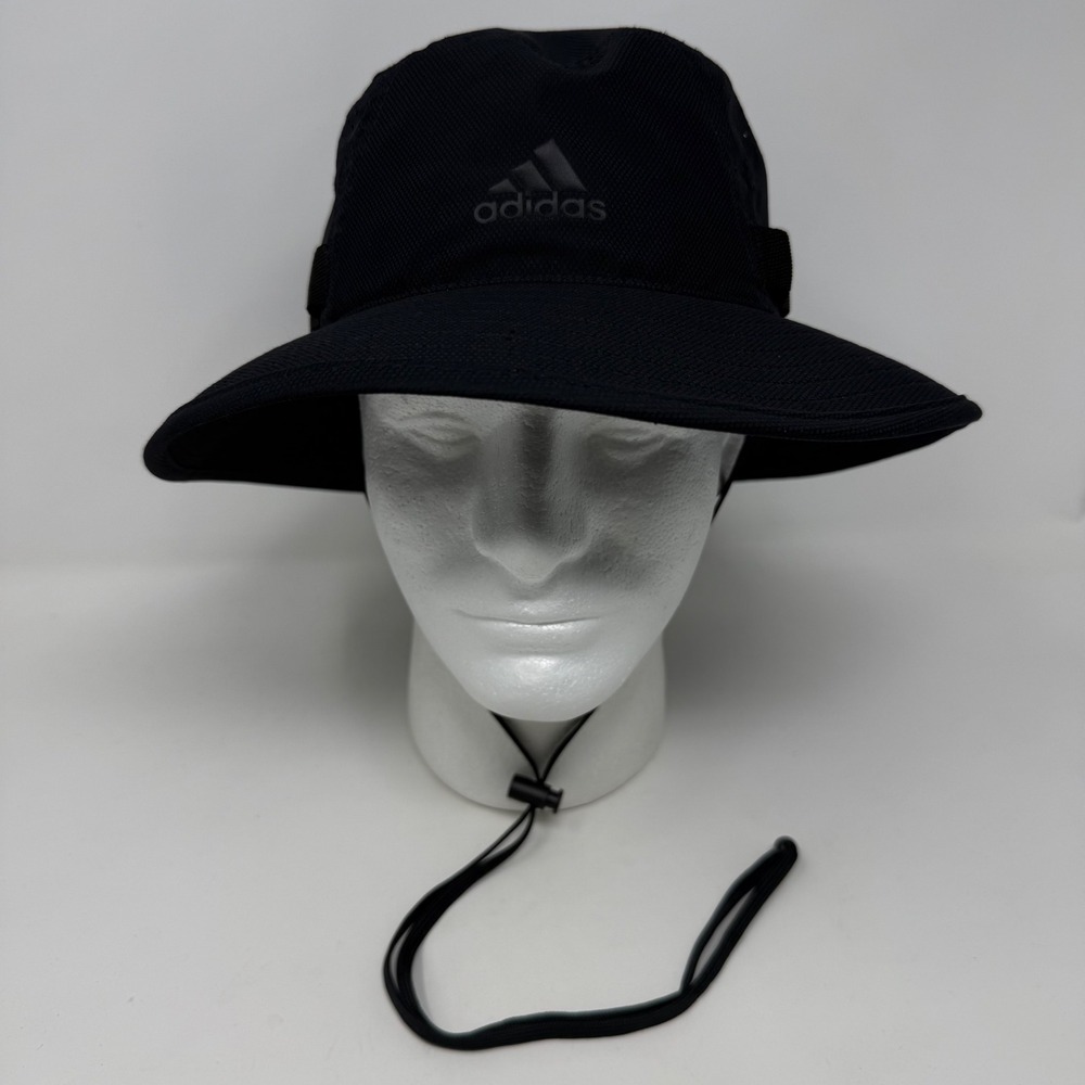 Adidas Aeroready Black Boonie Bucket Hat Adjustable Sun Hat RN 90288 Size M/L